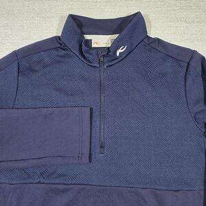Kjus Delian Half-Zip Men Sz 52/L Blue Comfort Fit Pullover Performance Golf READ